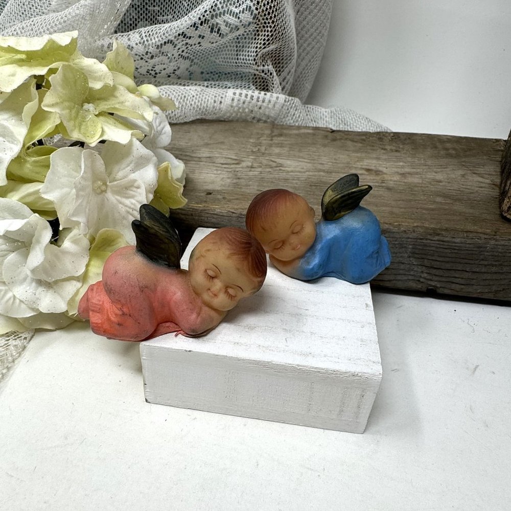 Vintage Soft Plastic Christmas Sleeping Baby Angels Small